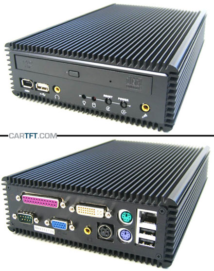 CALU-M<b>C</b>-DVI - P4-M Car-PC Barebone *FANLESS* (with Autostart-controller, car-adapter) --DualChannel (DVI+DSUB)--