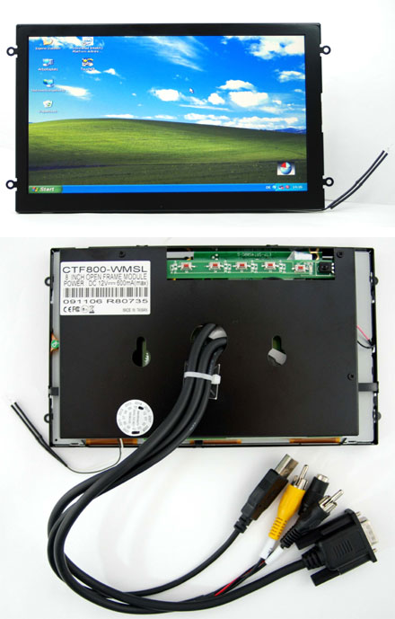 CTF800-<b>WMSL</b> - VGA 8.0" (16:9) TFT - Touchscreen USB - Video - <b>OPEN-FRAME</b> (<b>500 nits, LED backlight</b>) <b>-TRANSFLECTIVE PRO-</b> <b>[SPECIAL]</b>