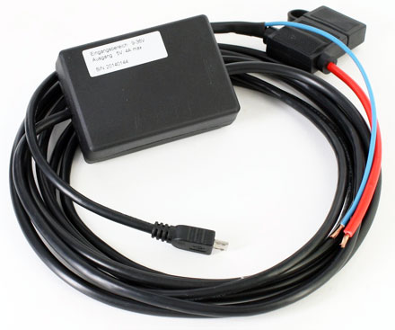 Integration Micro-USB charger/converter 12/24V (9-36V to 5V, max. 20W, 3m)