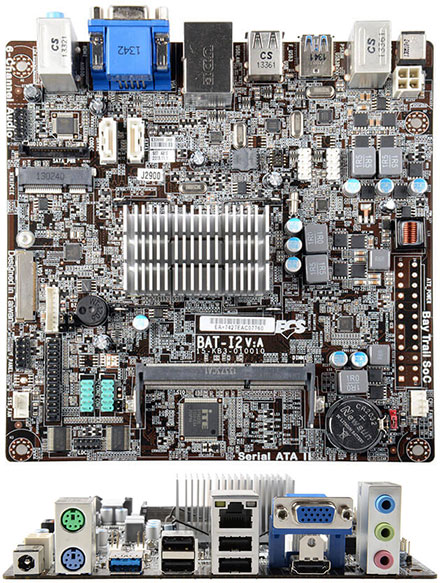 ECS BAT-I2(V2.0) Mini-ITX (Intel Bay Trail J1900, HDMI/VGA/LVDS, 19VDC) [<b>FANLESS</b>]