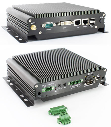 Barebone Car-PC FleetPC-4-B (Intel Atom 2x1.86Ghz, 2GB RAM, Controlo Auto-start, PSU 9-32V Automotive, GPS, Fanless)