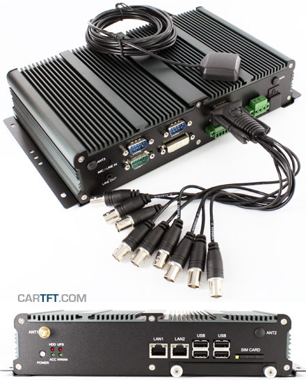 FleetPC-5-VID Mobile DVR Car-PC (AMD G-T56N 2x1.65Ghz, 2GB RAM, Autostart-Controller, 9-32V Automotive Netzteil, GPS, 4x Channel Video) [<b>LFTERLOS</b>]