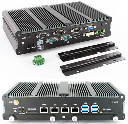 FleetPC-8-i7 Car-PC (Intel Core i7-3517UE 2x1.7Ghz, 2GB RAM, Autostart-Controller, 9-32V Automotive Netzteil, GPS, CAN-BUS, 4x LAN) [<b>LFTERLOS</b>] <b>[REFURBISHED]</b>