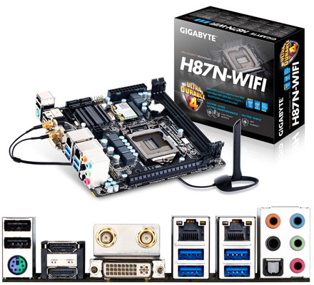 Gigabyte GA-H87N-WIFI (fr i3, i5, i7 [Sockel LGA1150], Haswell, 2x LAN, 2x HDMI, WLAN/BT, Intel Wireless Display) *neu*