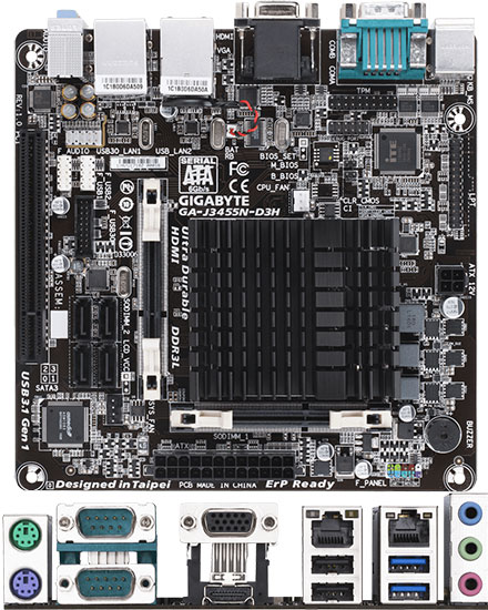 Gigabyte GA-J3455N-D3H (Intel Celeron J3455 Apollo Lake 4x2.3Ghz, 4x SATA, 2x LAN)