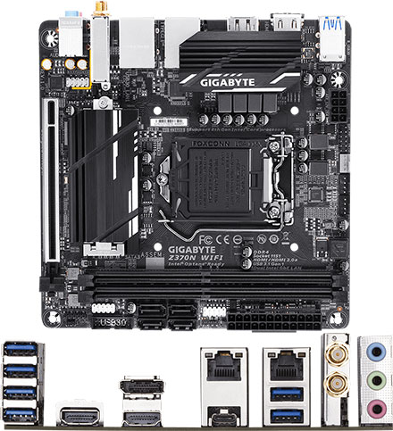 Gigabyte Z370N-WIFI (fr i3, i5, i7 [Sockel LGA1151], Z370 Express, 2x LAN, 2x HDMI, WLAN/BT, NVMe M.2)