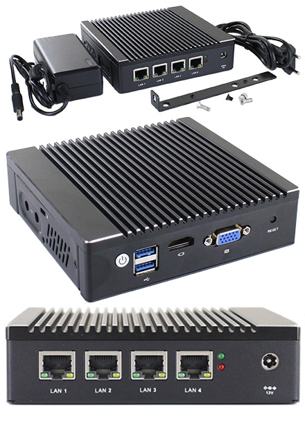 MPC-4LAN-N3700 MiniPC (Intel Pentium N3700, 4x Intel I225-V 2.5GbE LAN)  [FANLESS]