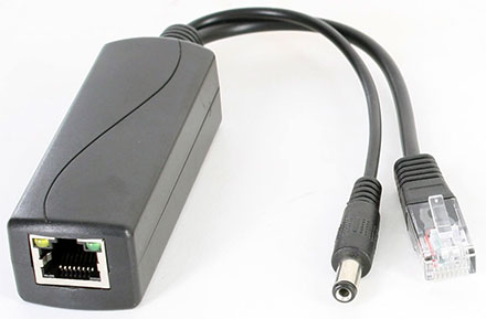 POE Injector/Splitter (POE+ IEEE 802.3af/at zu 12V/2.1A + LAN) [für z.b.  IP-Kameras ohne POE] [ LAN ]