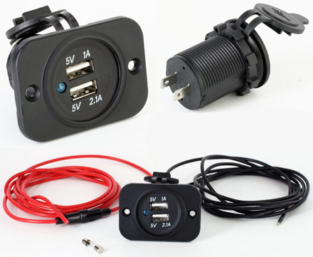 12/24 V Auto-Steckdose, 2 x USB Anschlüsse (schwarz) - BAUAKTIV